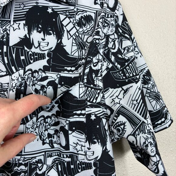 Just Attitude Rise Above Anime Comic Print Button Up Shirt Size Medium - Picture 3 of 6